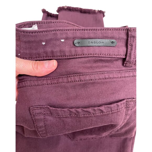 Caslon Burgundy Wine Skinny Jeans Size 29 Ankle Raw Hem Stretch Denim - Picture 10 of 12